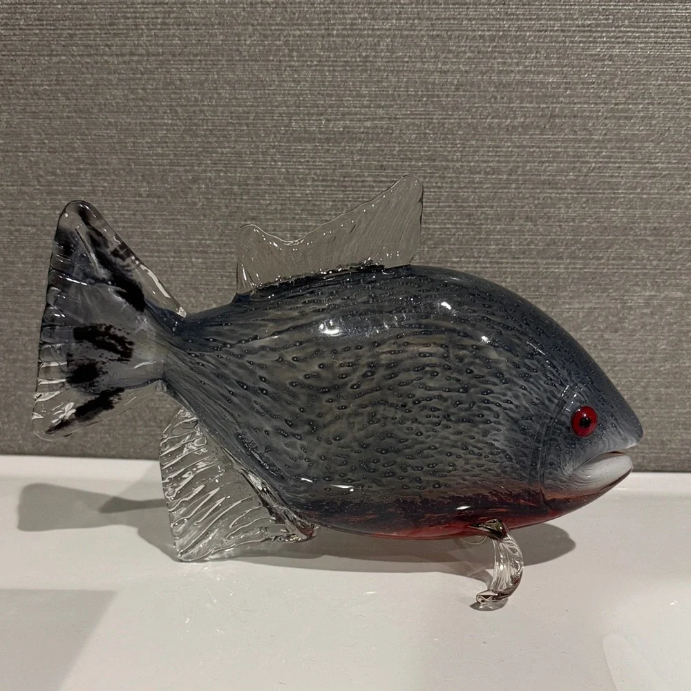Glass Fish Figurine - Black and Red
